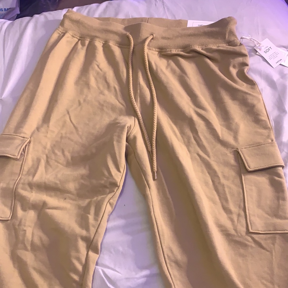 tan cargo sweatpants